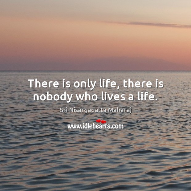 There is only life, there is nobody who lives a life. Sri Nisargadatta Maharaj Picture Quote