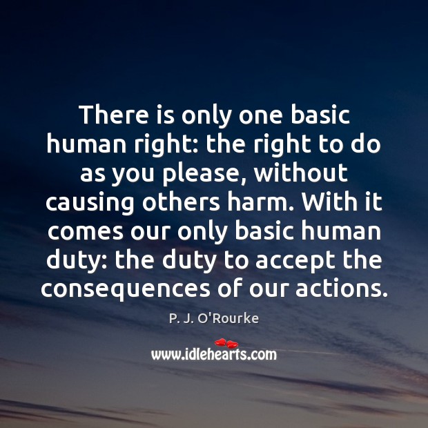 There is only one basic human right: the right to do as P. J. O’Rourke Picture Quote