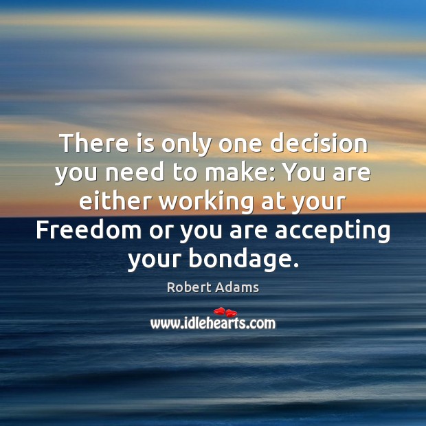 There is only one decision you need to make: You are either Robert Adams Picture Quote