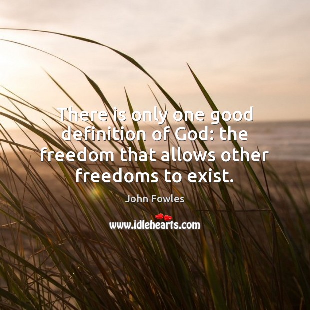 There is only one good definition of God: the freedom that allows other freedoms to exist. John Fowles Picture Quote