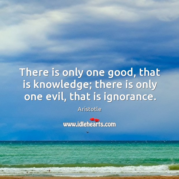 There is only one good, that is knowledge; there is only one evil, that is ignorance. Aristotle Picture Quote