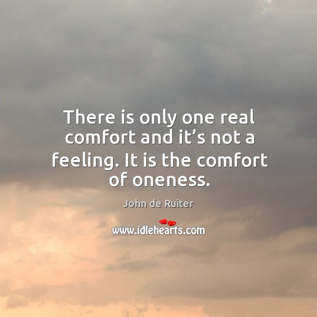 There is only one real comfort and it’s not a feeling. It is the comfort of oneness. Image