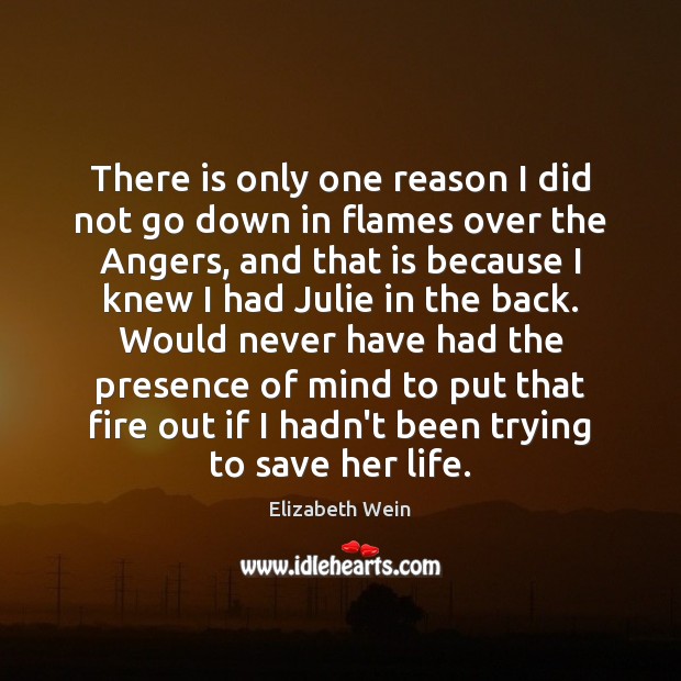 There is only one reason I did not go down in flames Elizabeth Wein Picture Quote