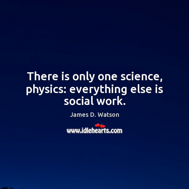 There is only one science, physics: everything else is social work. James D. Watson Picture Quote