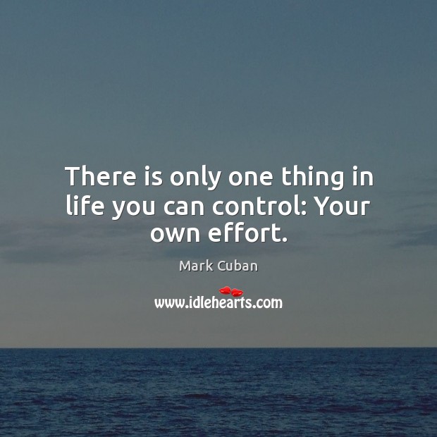 There is only one thing in life you can control: Your own effort. Mark Cuban Picture Quote