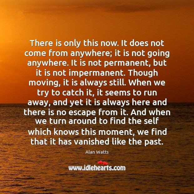 There is only this now. It does not come from anywhere; it Alan Watts Picture Quote