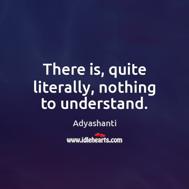 There is, quite literally, nothing to understand. Adyashanti Picture Quote
