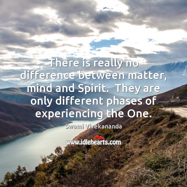 There is really no difference between matter, mind and Spirit.  They are Image