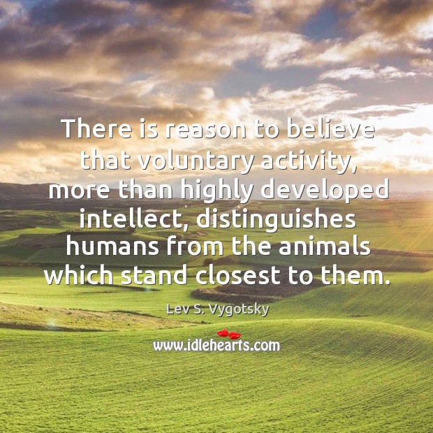 There is reason to believe that voluntary activity, more than highly developed Lev S. Vygotsky Picture Quote