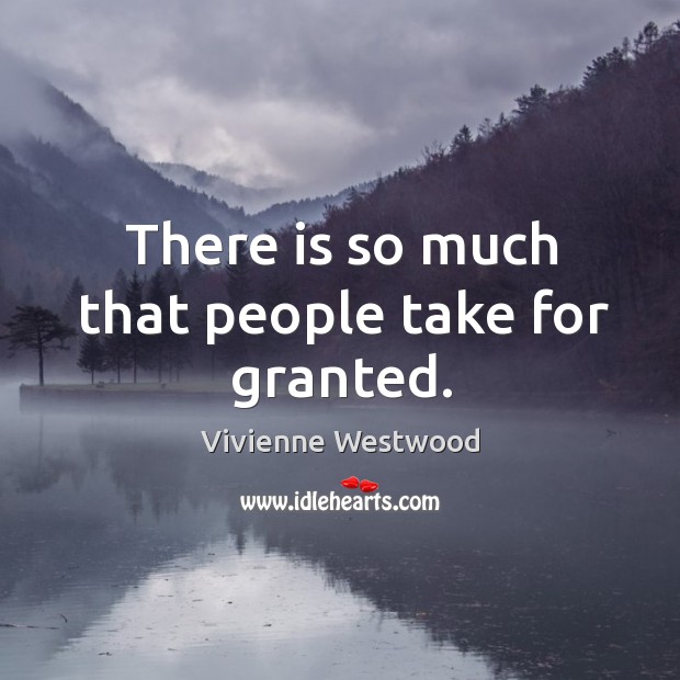 There is so much that people take for granted. Vivienne Westwood Picture Quote