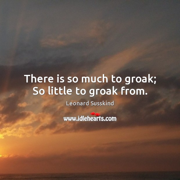 There is so much to groak; So little to groak from. Leonard Susskind Picture Quote