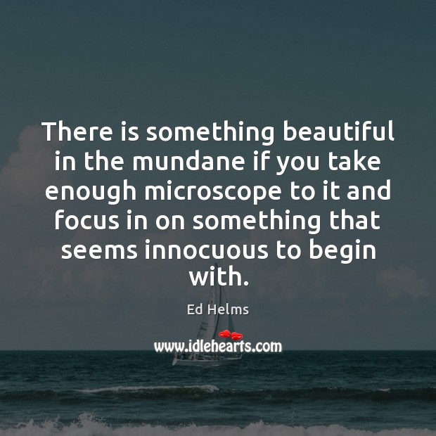 There is something beautiful in the mundane if you take enough microscope Ed Helms Picture Quote