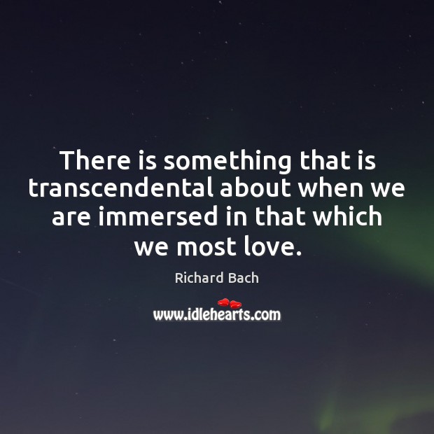 There is something that is transcendental about when we are immersed in Richard Bach Picture Quote