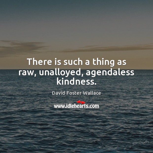 There is such a thing as raw, unalloyed, agendaless kindness. David Foster Wallace Picture Quote