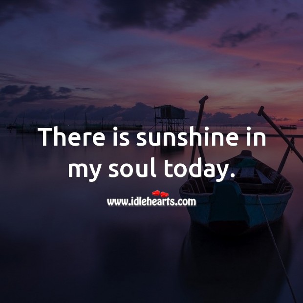There is sunshine in my soul today. Soul Quotes Image