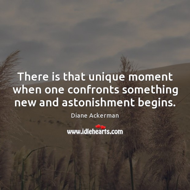 There is that unique moment when one confronts something new and astonishment begins. Diane Ackerman Picture Quote