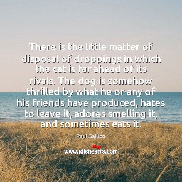 There is the little matter of disposal of droppings in which the 
