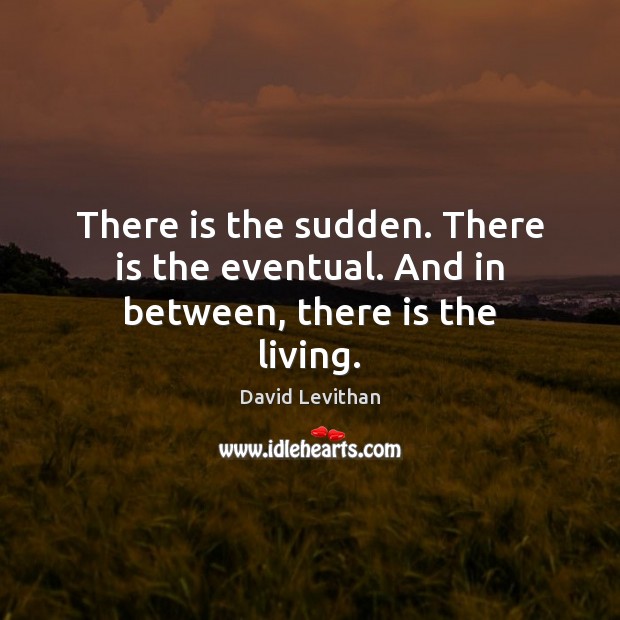 There is the sudden. There is the eventual. And in between, there is the living. David Levithan Picture Quote