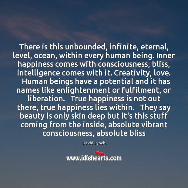 There is this unbounded, infinite, eternal, level, ocean, within every human being. 