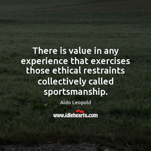 There is value in any experience that exercises those ethical restraints collectively Aldo Leopold Picture Quote