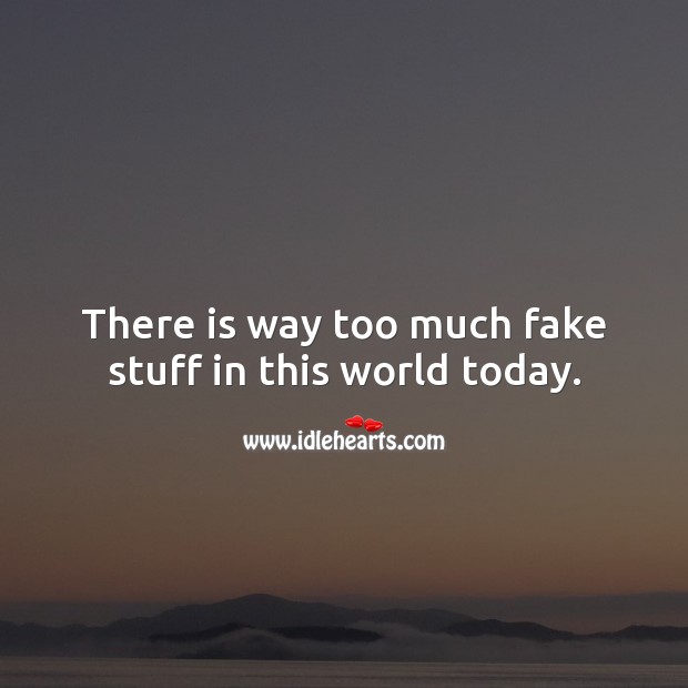There is way too much fake stuff in this world today. Picture Quotes Image