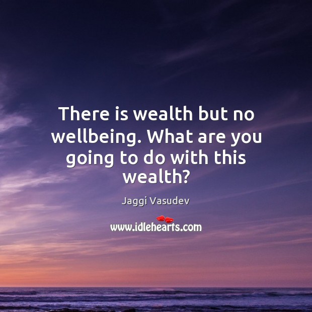 There is wealth but no wellbeing. What are you going to do with this wealth? Jaggi Vasudev Picture Quote