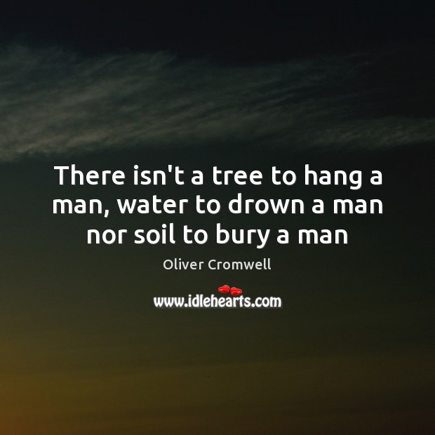 There isn’t a tree to hang a man, water to drown a man nor soil to bury a man Oliver Cromwell Picture Quote