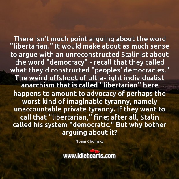 There isn’t much point arguing about the word “libertarian.” It would make Noam Chomsky Picture Quote