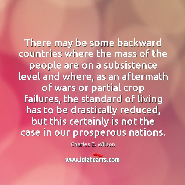 There may be some backward countries where the mass of the people are on a subsistence level and where Charles E. Wilson Picture Quote