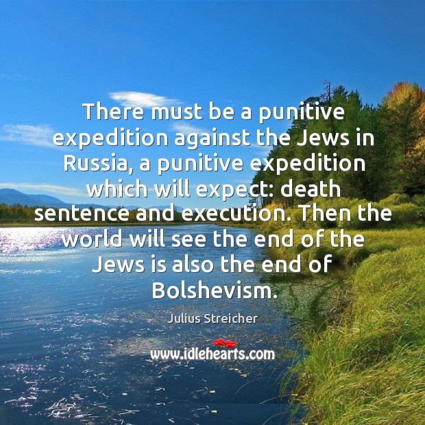 There must be a punitive expedition against the jews in russia, a punitive expedition which will expect Julius Streicher Picture Quote