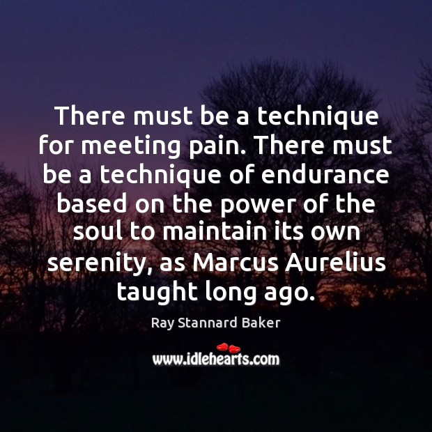 There must be a technique for meeting pain. There must be a Ray Stannard Baker Picture Quote