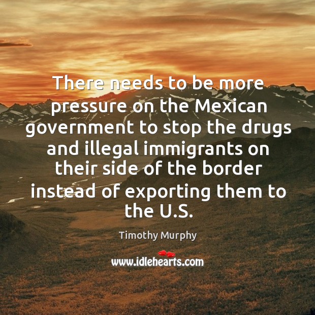 There needs to be more pressure on the mexican government to stop the drugs and illegal Timothy Murphy Picture Quote