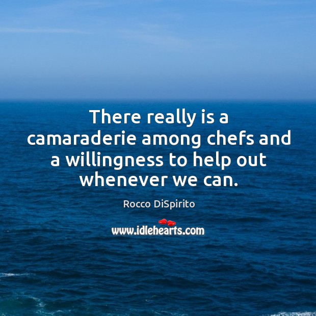 There really is a camaraderie among chefs and a willingness to help out whenever we can. Rocco DiSpirito Picture Quote