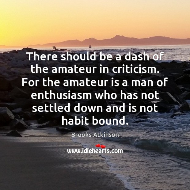 There should be a dash of the amateur in criticism. For the Brooks Atkinson Picture Quote
