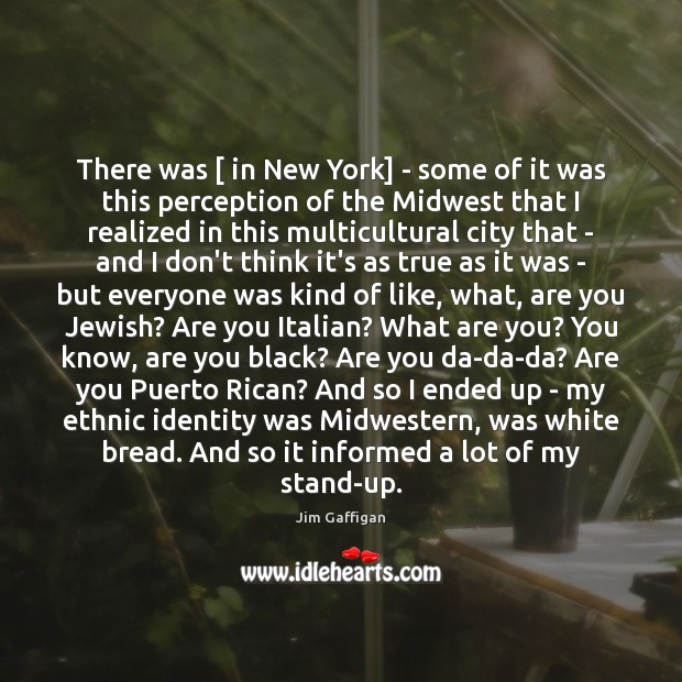 There was [ in New York] – some of it was this perception Jim Gaffigan Picture Quote