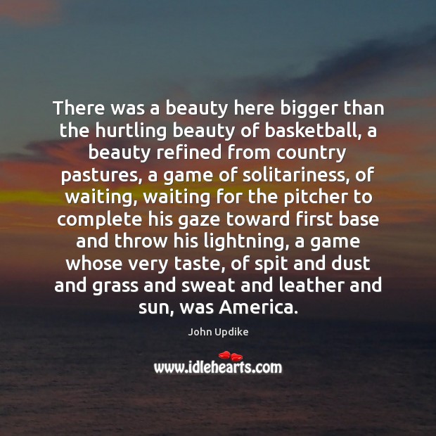 There was a beauty here bigger than the hurtling beauty of basketball, John Updike Picture Quote