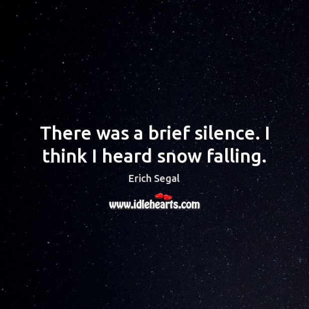 There was a brief silence. I think I heard snow falling. Erich Segal Picture Quote