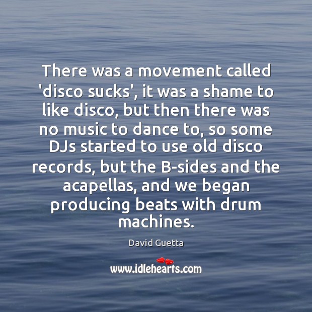 There was a movement called ‘disco sucks’, it was a shame to David Guetta Picture Quote