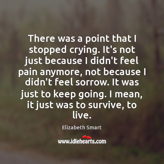 There was a point that I stopped crying. It’s not just because Elizabeth Smart Picture Quote
