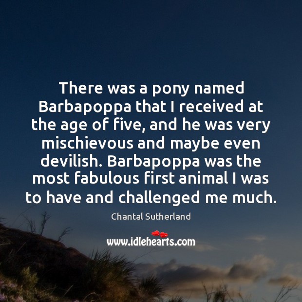 There was a pony named Barbapoppa that I received at the age Chantal Sutherland Picture Quote