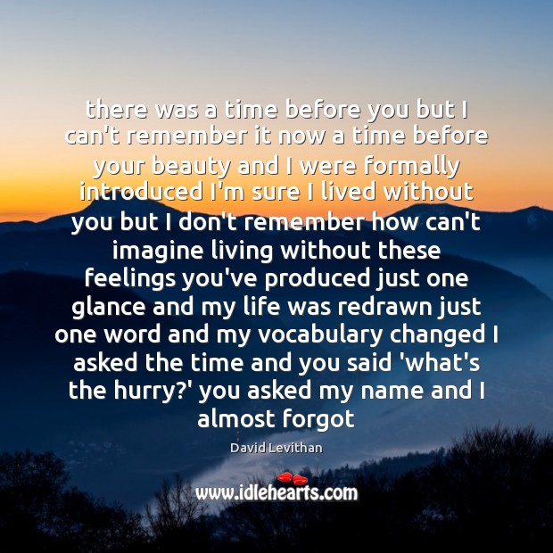 There was a time before you but I can’t remember it now David Levithan Picture Quote