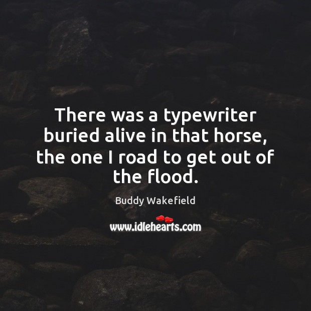 There was a typewriter buried alive in that horse, the one I road to get out of the flood. Image