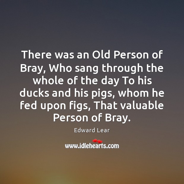 There was an Old Person of Bray, Who sang through the whole Edward Lear Picture Quote