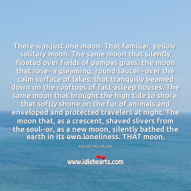 There was just one moon. That familiar, yellow, solitary moon. The same Haruki Murakami Picture Quote