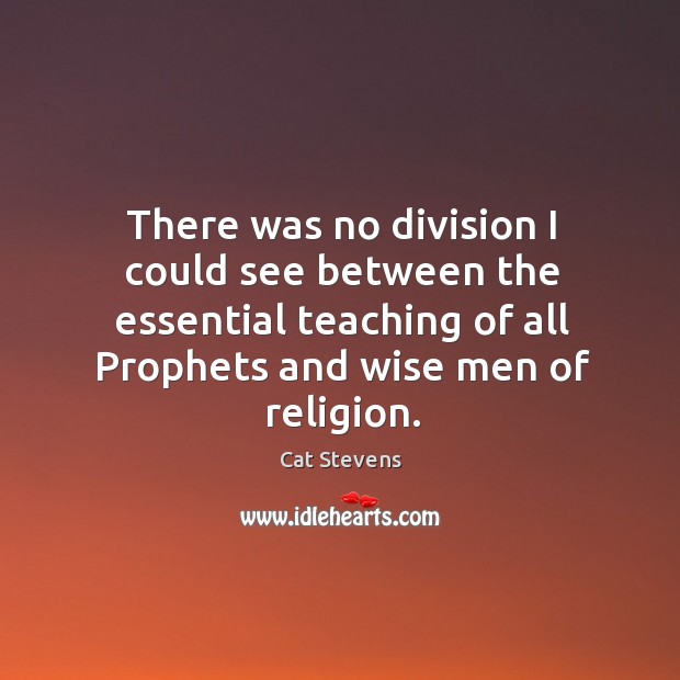 There was no division I could see between the essential teaching of all prophets and wise men of religion. Image