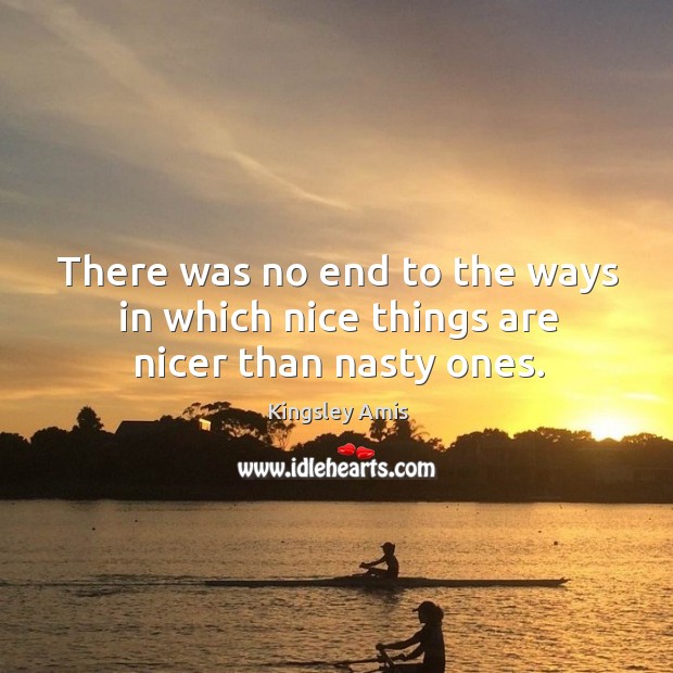 There was no end to the ways in which nice things are nicer than nasty ones. Kingsley Amis Picture Quote