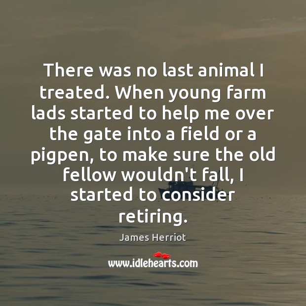 There was no last animal I treated. When young farm lads started James Herriot Picture Quote