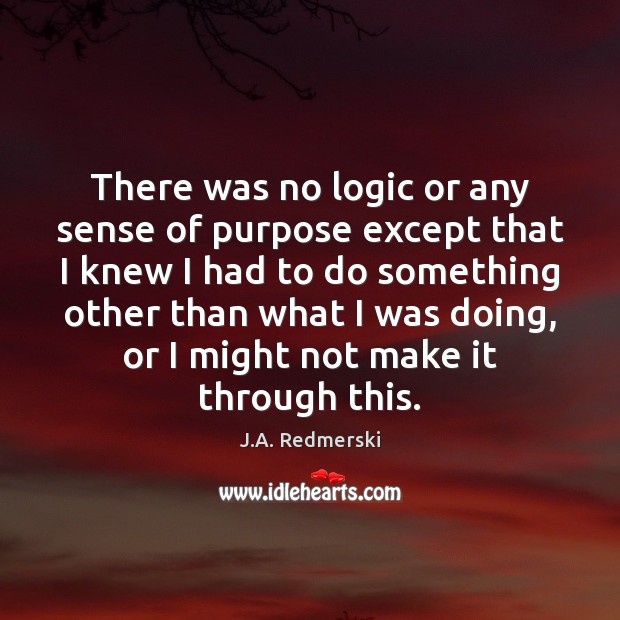 There was no logic or any sense of purpose except that I J.A. Redmerski Picture Quote