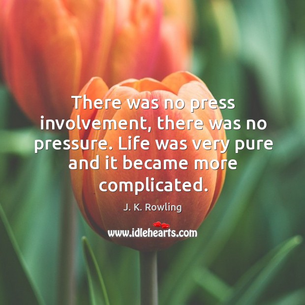 There was no press involvement, there was no pressure. Life was very J. K. Rowling Picture Quote