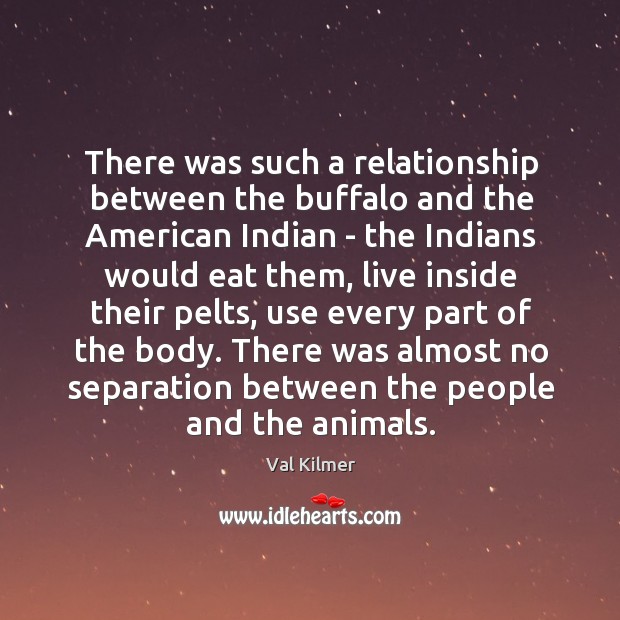There was such a relationship between the buffalo and the American Indian Val Kilmer Picture Quote